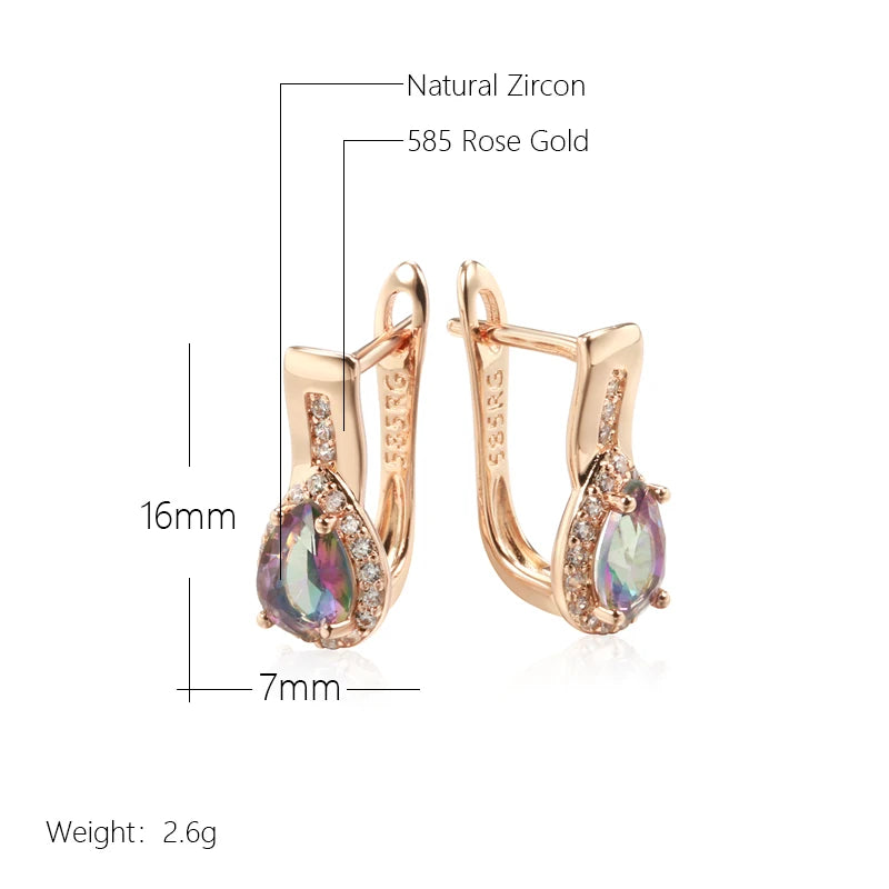 Drop Design Zircon Dangle Earrings