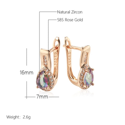 Drop Design Zircon Dangle Earrings