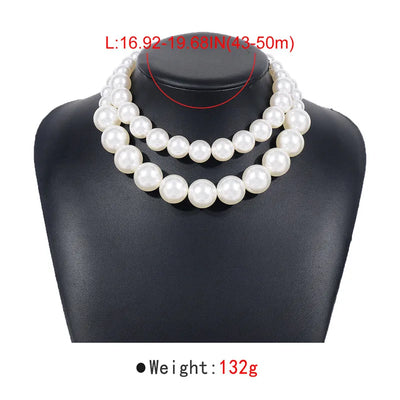 Vintage Hyperbole Double Layer Pearl Choker Necklace