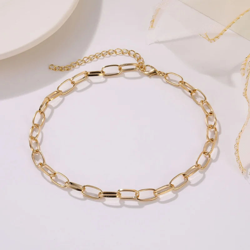 Simple Gold Color Stainless Steel Thick Chain Necklaces