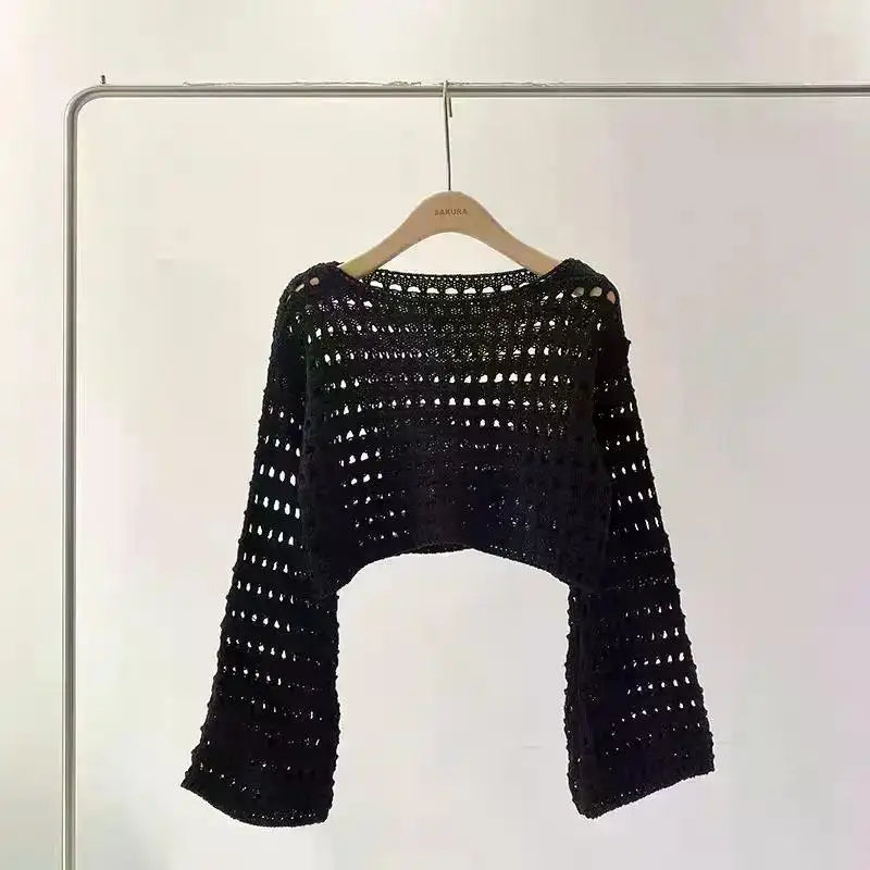 Long Sleeve Crochet Knit Top