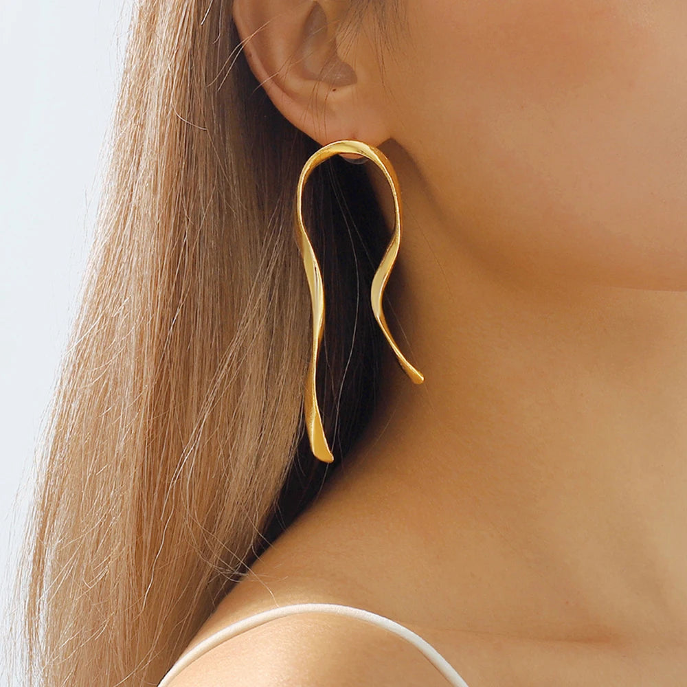 Exaggerated Irregular Lines Big Dangle Earrings