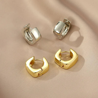 Simple Square Metal Hoop Earrings