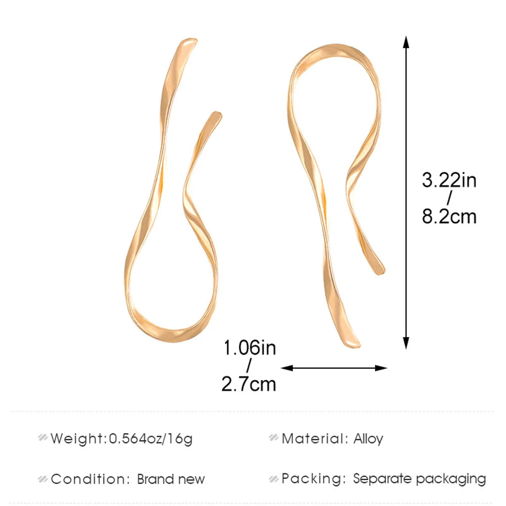 Exaggerated Irregular Lines Big Dangle Earrings