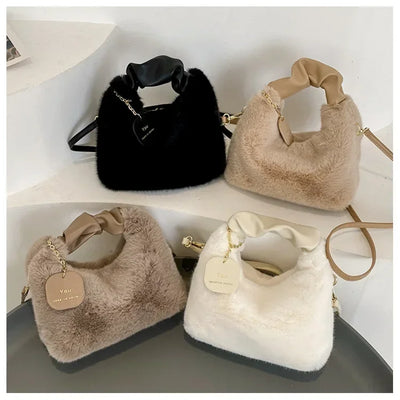 Women Faux Fur Plush Handbags