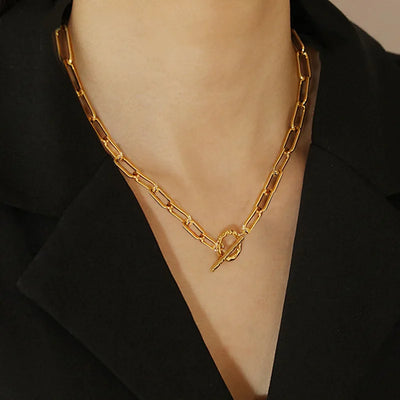 Simple Gold Color Stainless Steel Thick Chain Necklaces