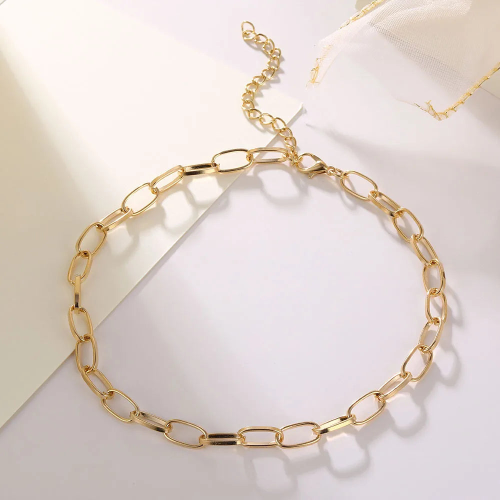 Simple Gold Color Stainless Steel Thick Chain Necklaces