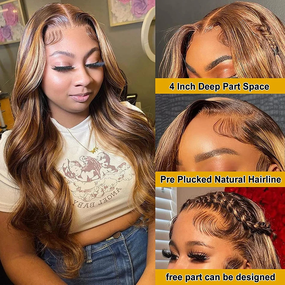 Highlight Human Hair Blonde Body Wave Wig