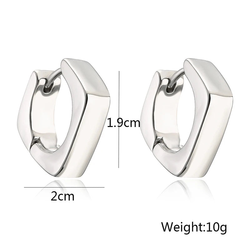 Simple Square Metal Hoop Earrings