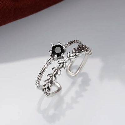 Adjustable Special-interest Black Stone Ring