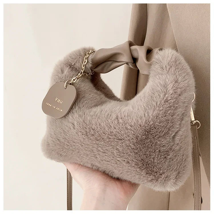 Women Faux Fur Plush Handbags