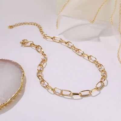 Simple Gold Color Stainless Steel Thick Chain Necklaces