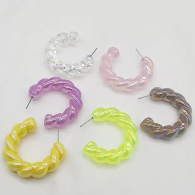 Rainbow Clear Acrylic Twist Earrings