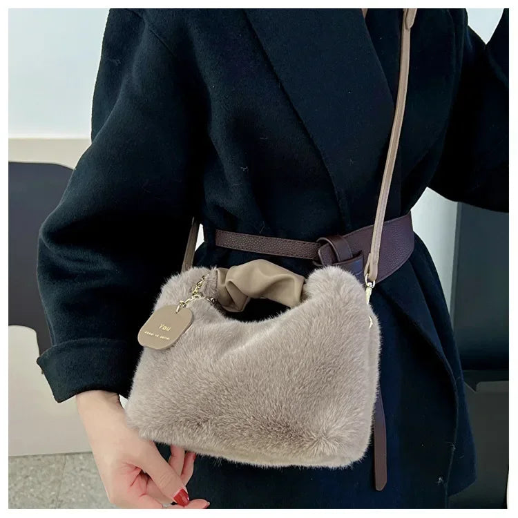 Women Faux Fur Plush Handbags