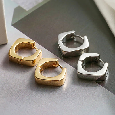 Simple Square Metal Hoop Earrings