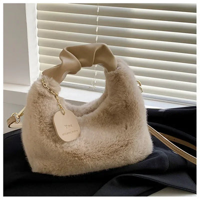 Women Faux Fur Plush Handbags