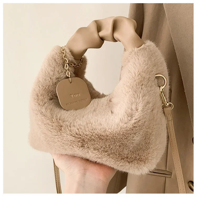 Women Faux Fur Plush Handbags