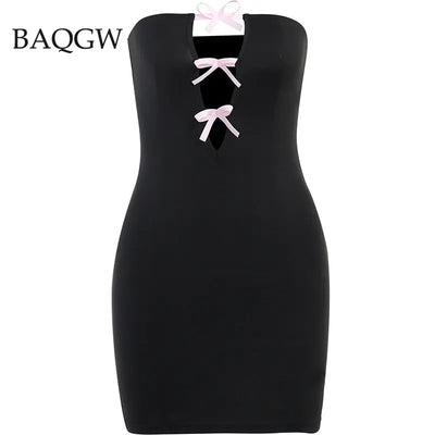 Hollow Out Strapless Bodycon Mini Dresses