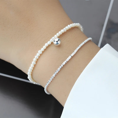 Double Chain Freshwater Pearl Layer Bracelet