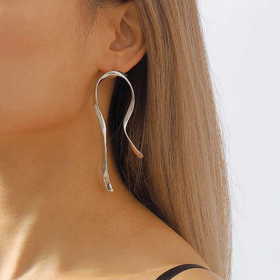 Exaggerated Irregular Lines Big Dangle Earrings