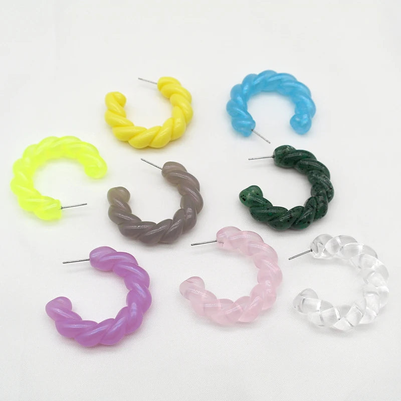 Rainbow Clear Acrylic Twist Earrings