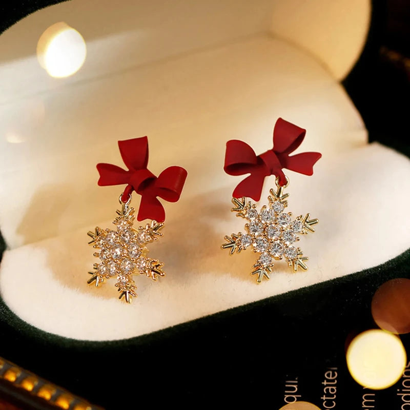 Bow Knot Snowflakes Drop Earring