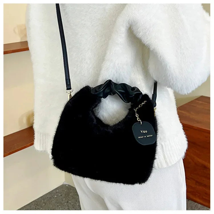 Women Faux Fur Plush Handbags