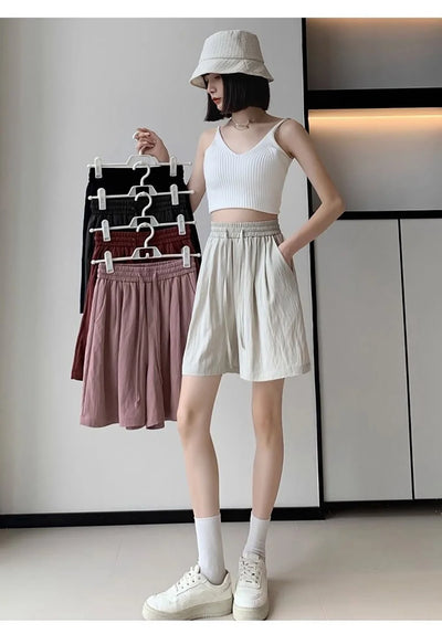 Summer High Waisted Ice Silk Shorts