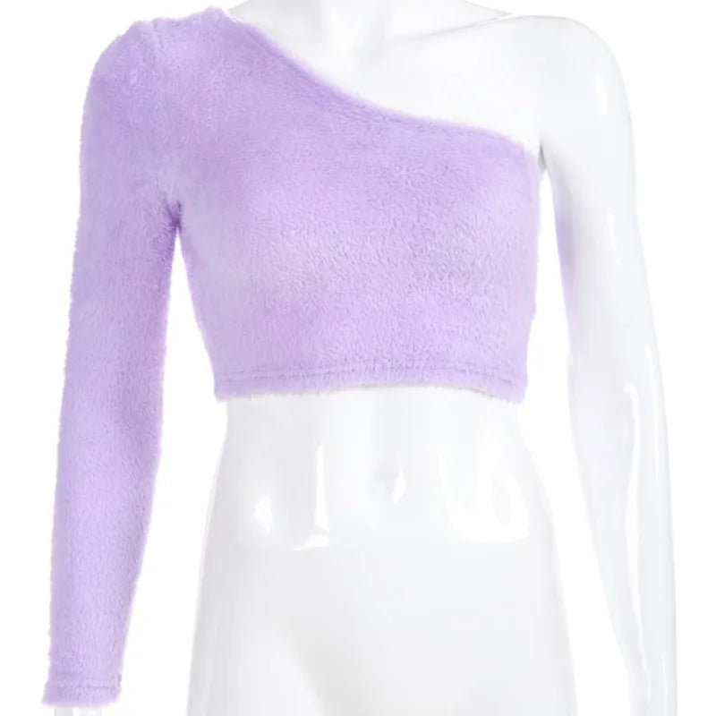 Sweater Plush Crop Tops