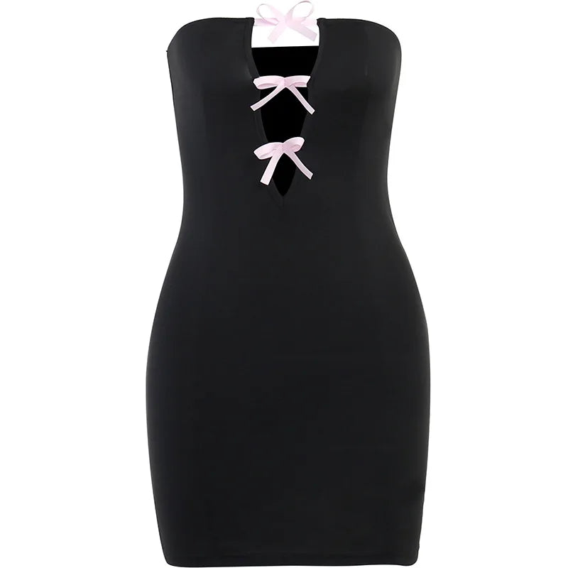 Hollow Out Strapless Bodycon Mini Dresses