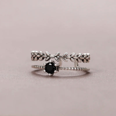 Adjustable Special-interest Black Stone Ring