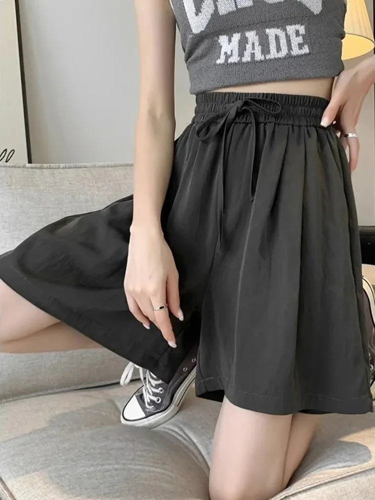 Summer High Waisted Ice Silk Shorts