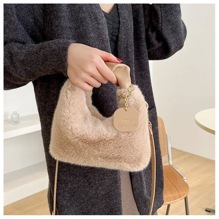 Women Faux Fur Plush Handbags