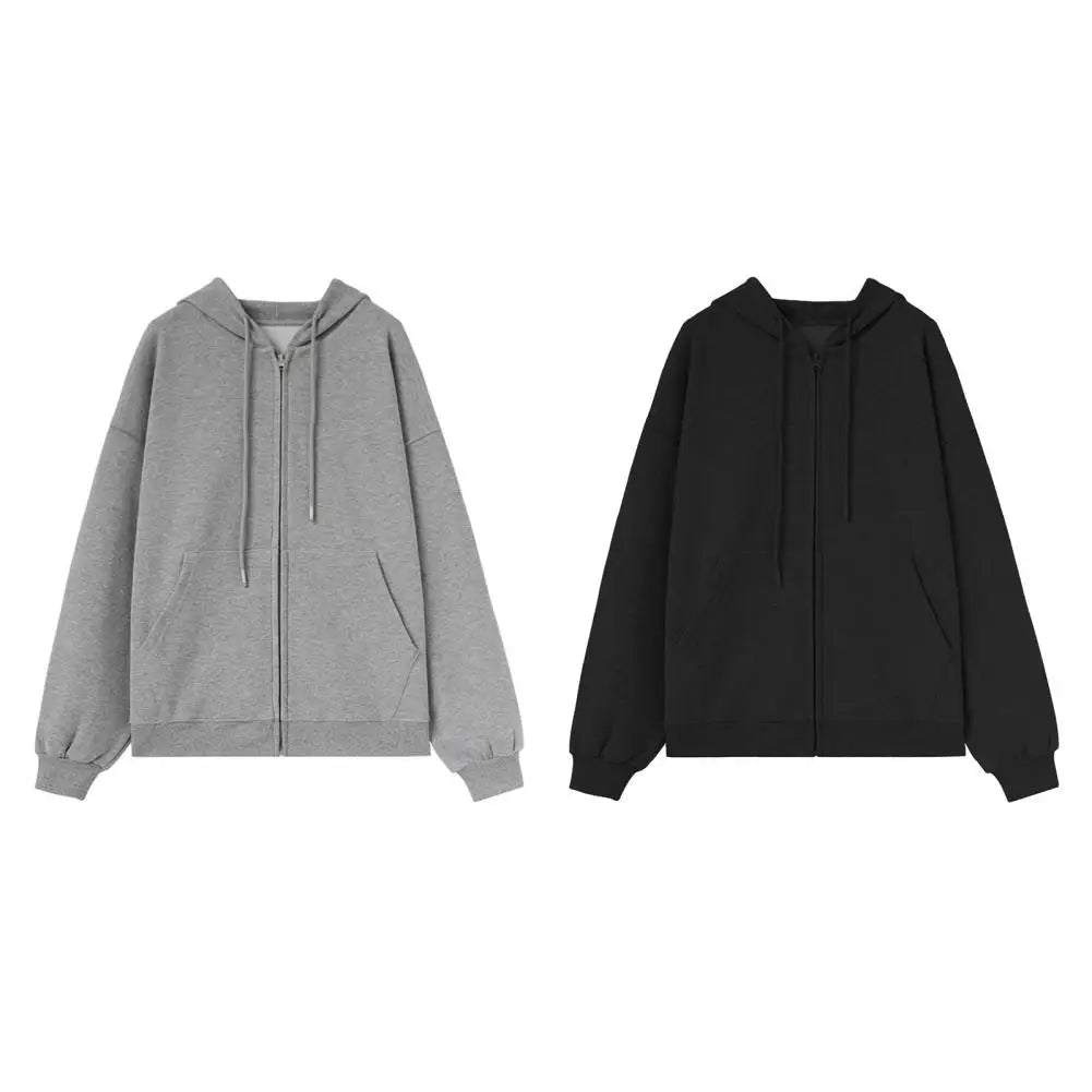 Zip Up Sweatshirt Casual Oversized Hooded