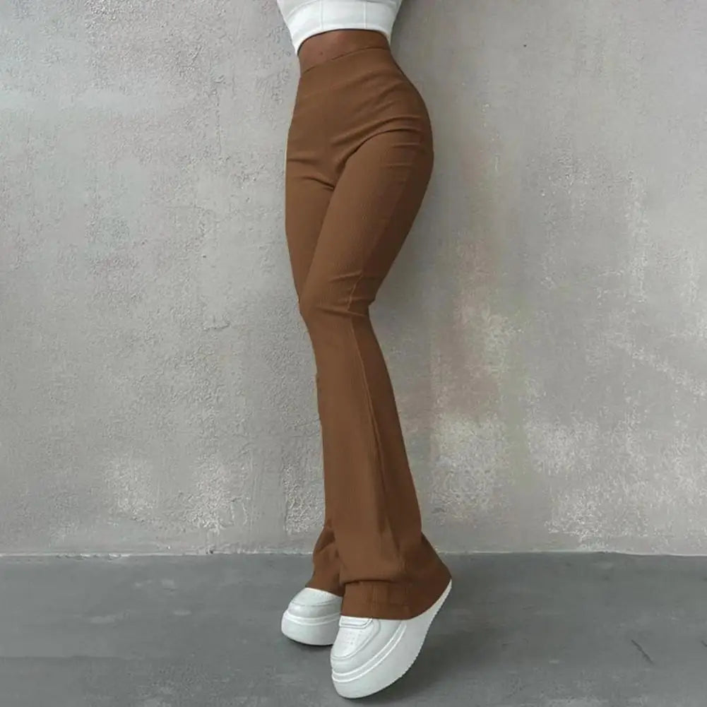 Elasticated Embossing Trousers Casual Daily Versatile Women Pants