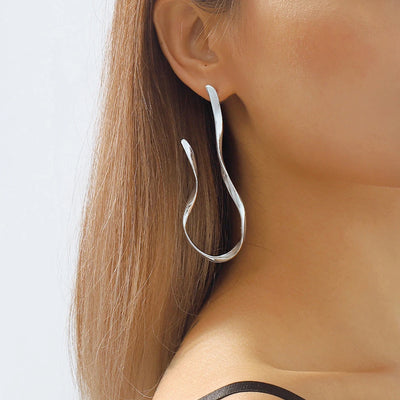 Exaggerated Irregular Lines Big Dangle Earrings