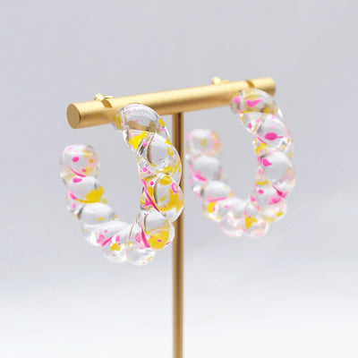 Rainbow Clear Acrylic Twist Earrings