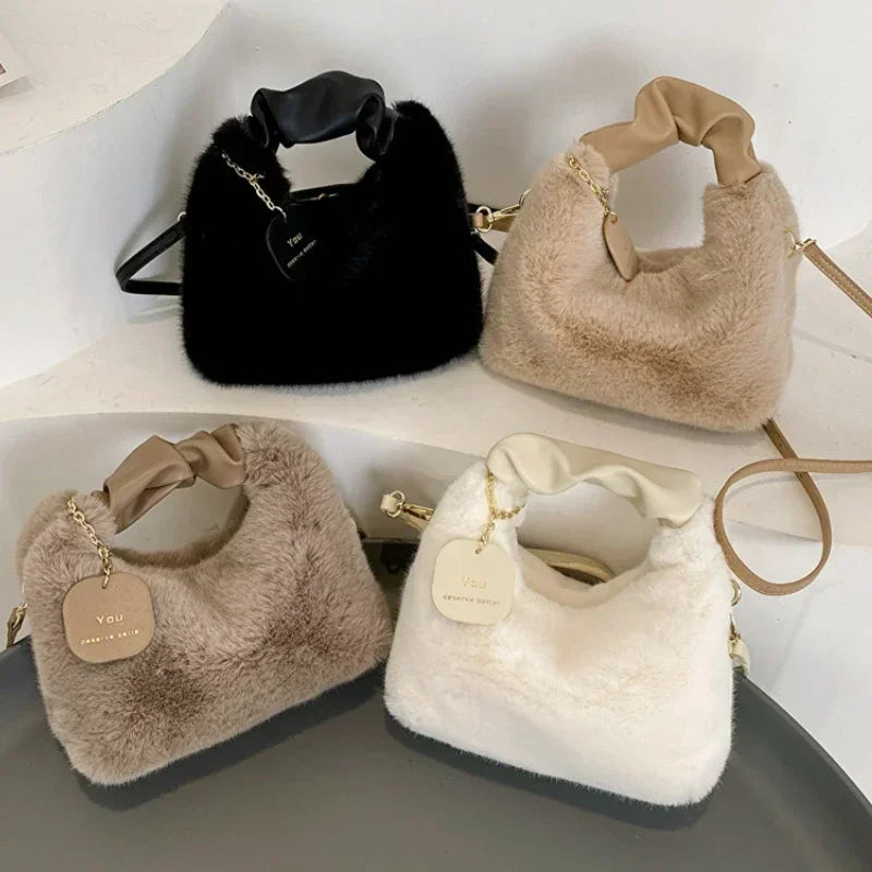 Women Faux Fur Plush Handbags