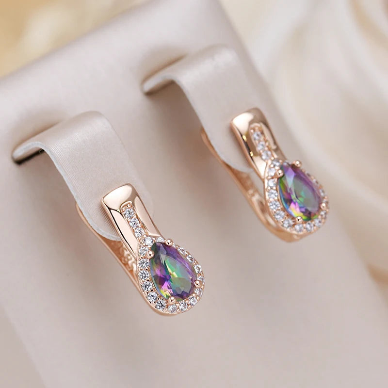 Drop Design Zircon Dangle Earrings