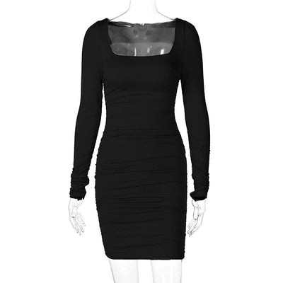 Solid Women Long Sleeve Mini Dress