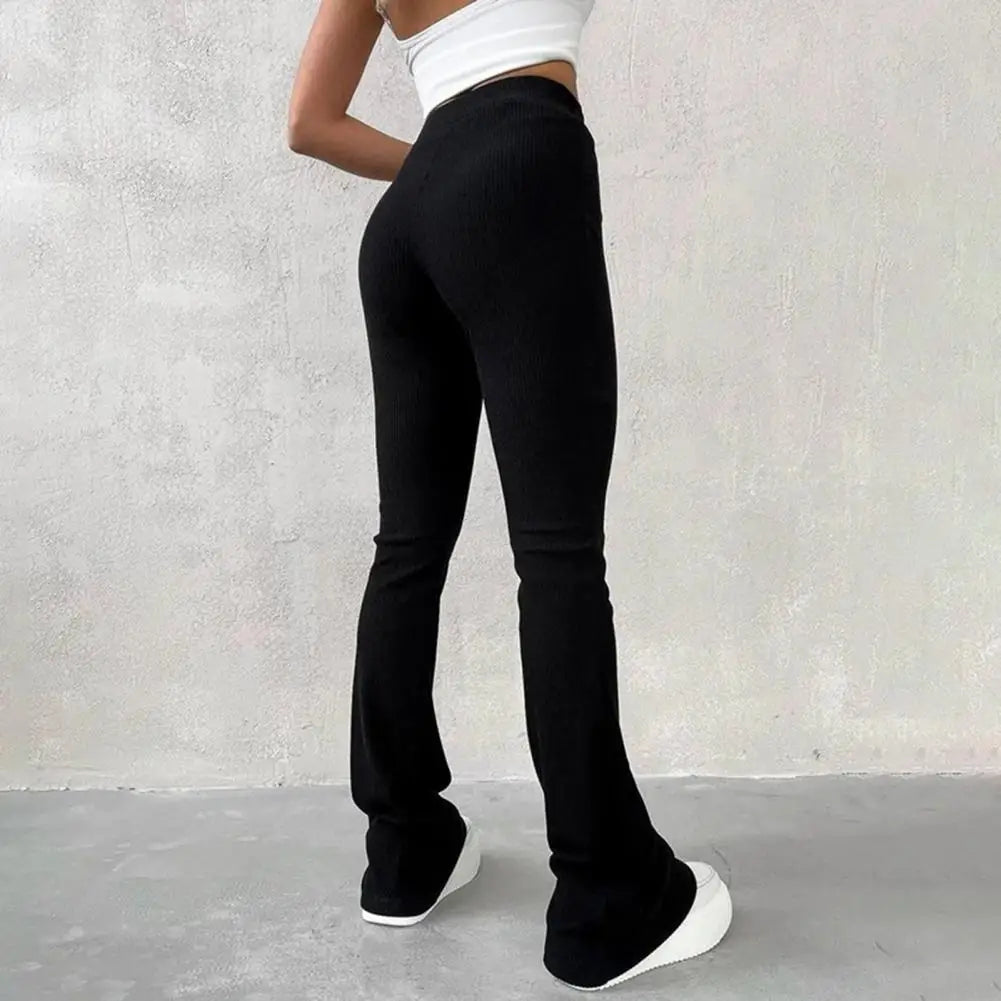 Elasticated Embossing Trousers Casual Daily Versatile Women Pants