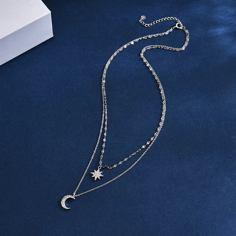 Star Chain Layer Moon Clavicle Necklace