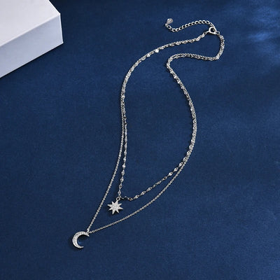 Star Chain Layer Moon Clavicle Necklace