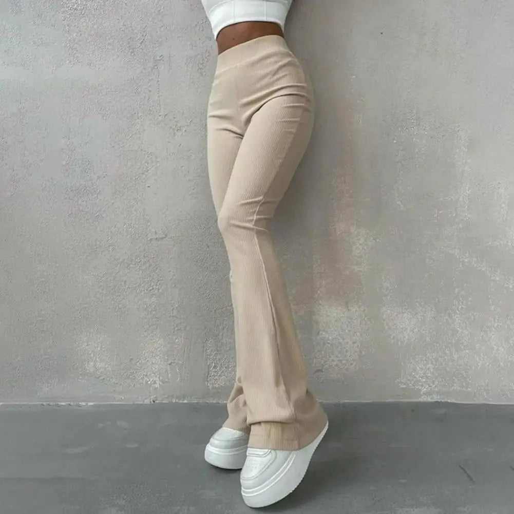 Elasticated Embossing Trousers Casual Daily Versatile Women Pants