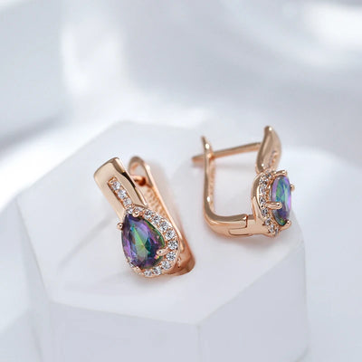 Drop Design Zircon Dangle Earrings