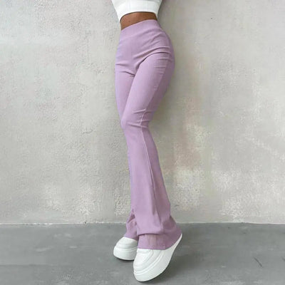 Elasticated Embossing Trousers Casual Daily Versatile Women Pants