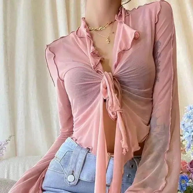 Long Flare Sleeve Blouses