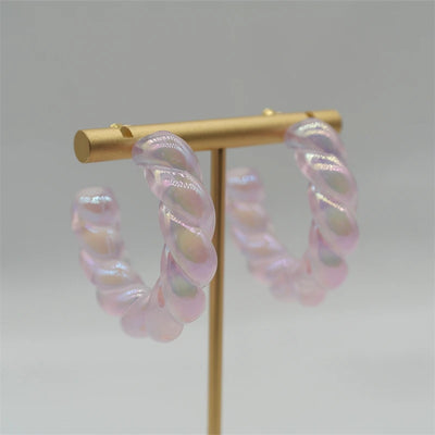 Rainbow Clear Acrylic Twist Earrings