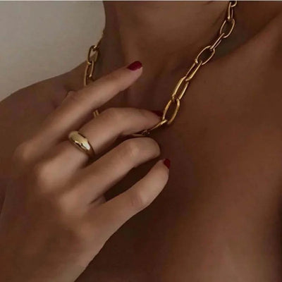 Simple Gold Color Stainless Steel Thick Chain Necklaces