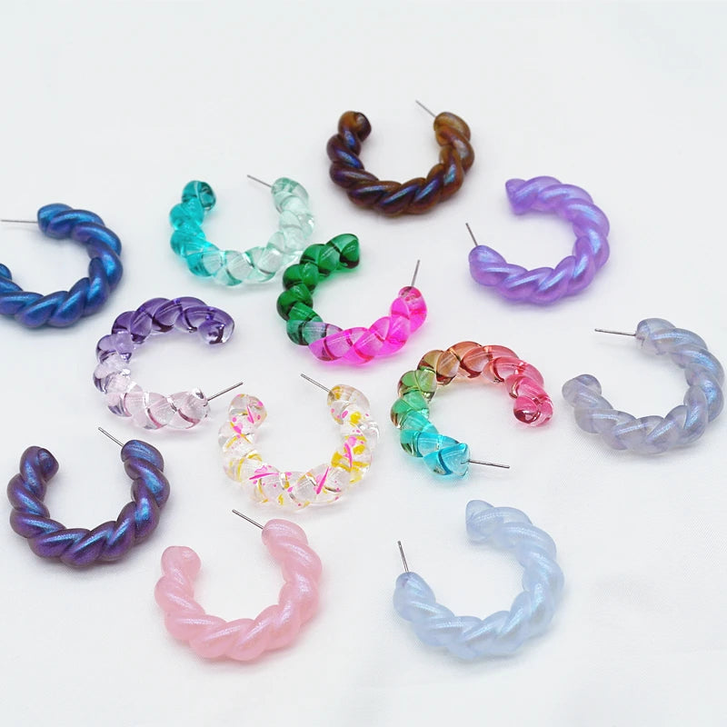 Rainbow Clear Acrylic Twist Earrings